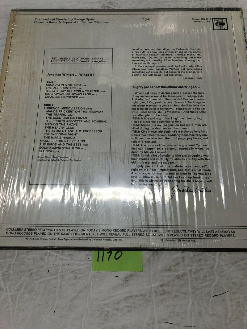 Jonathan Winters Wings It  Vinyl LP Album