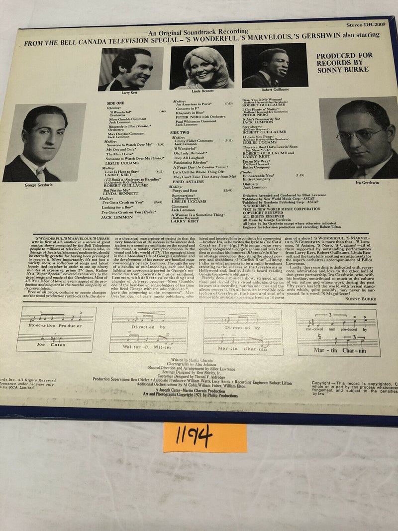 S Wonderful S Marvelous S Gershwin Original Cast Recording Vinyl LP Album
