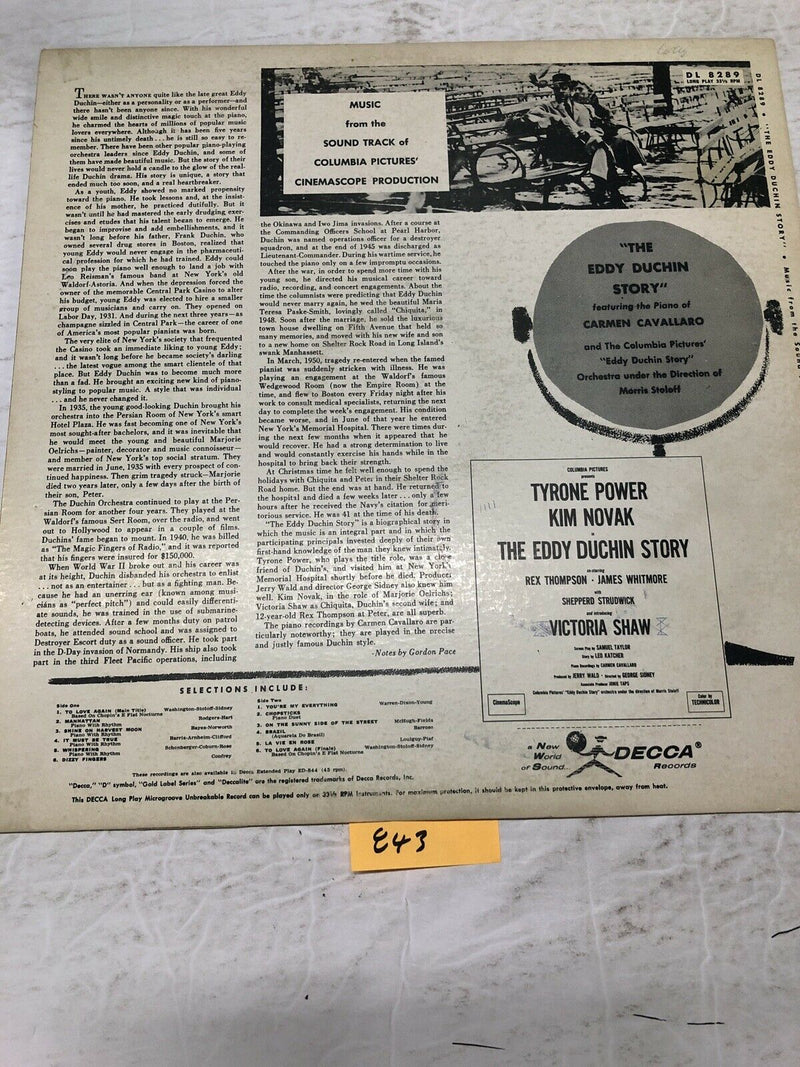 The Eddy Duchin Story  Original Motion Soundtrack Vinyl LP Album