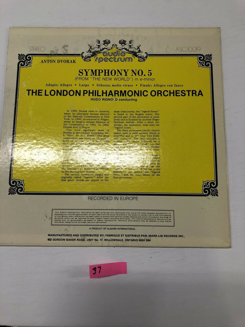 Anton Dvorak Symphony No.5 In E Minor Vinyl LP Album