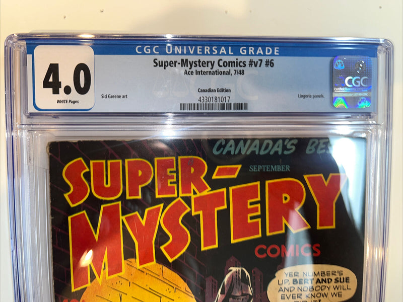 Super-Mystery Comics #v7 (1948) # 6 CGC 4.0) Canadian • Census=1 Highest Graded